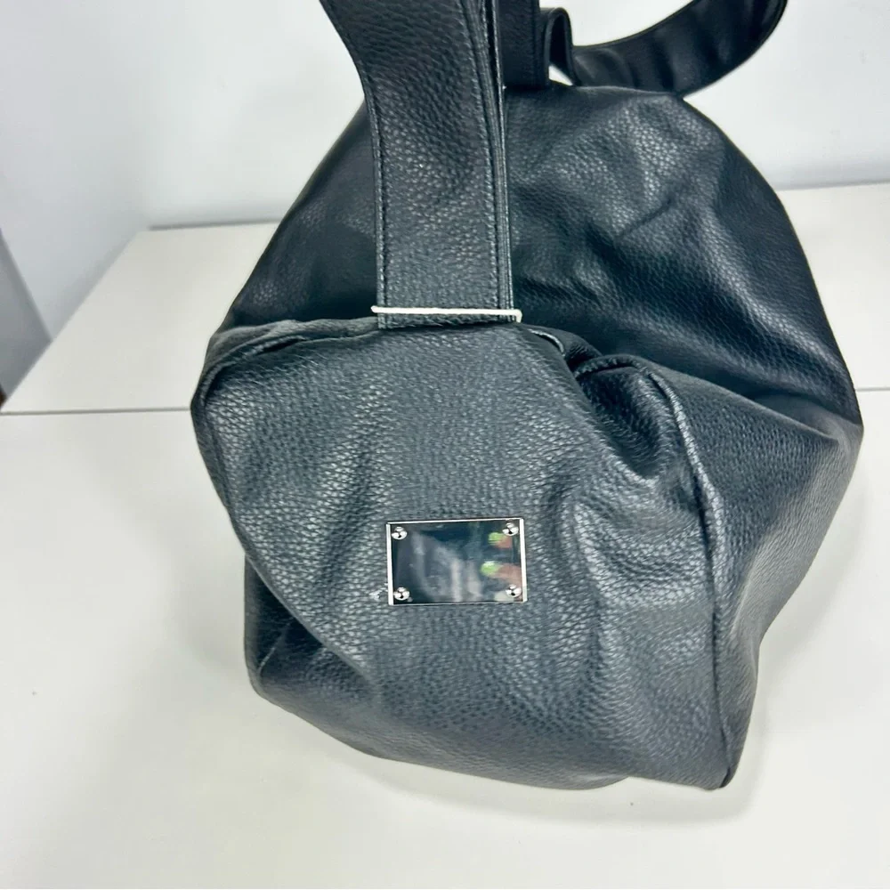 Kayla + Ava NWT Black Minimalist Vegan Leather Shoulder Bag